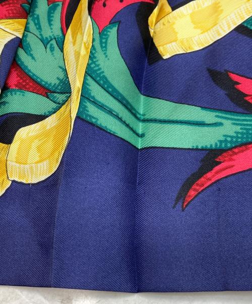 HERMES（エルメス）HERMES (エルメス) ヴィンテージシルクスカート ネイビー×イエロー サイズ:42の古着・服飾アイテム