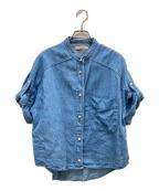 BLANCブラン）の古着「6oz綿麻デニム パールボタン半袖シャツ」｜インディゴ