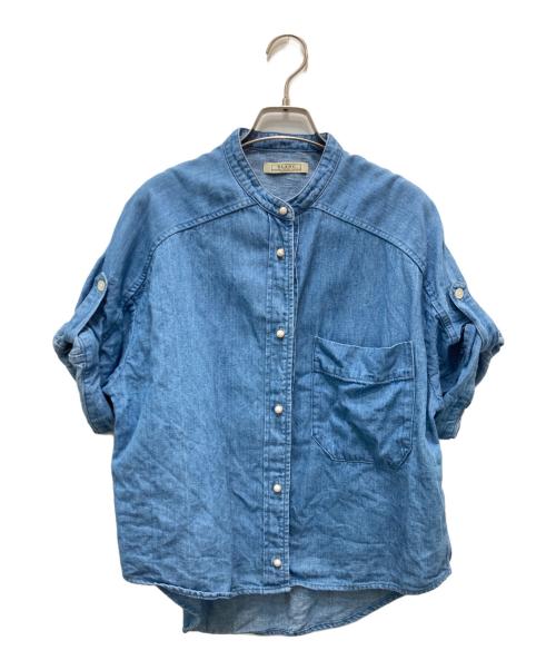 BLANC（ブラン）BLANC (ブラン) 6oz綿麻デニム パールボタン半袖シャツ インディゴ サイズ:38の古着・服飾アイテム