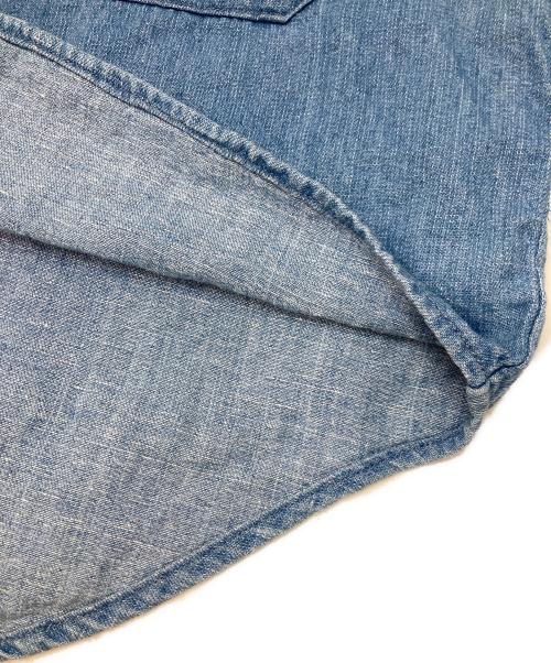 BLANC（ブラン）BLANC (ブラン) 6oz綿麻デニム パールボタン半袖シャツ インディゴ サイズ:38の古着・服飾アイテム