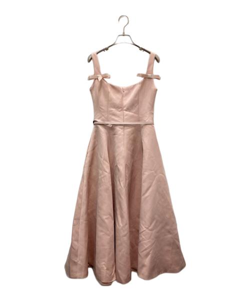 ANDREA&CO（アンドレアアンドコー）ANDREA&CO (アンドレアアンドコー) リボンデザインベルテッドフレアワンピース ピンク サイズ:FREEの古着・服飾アイテム