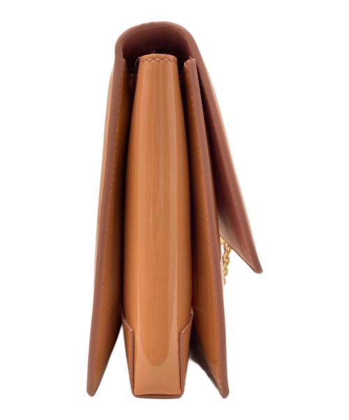 Salvatore Ferragamo（サルヴァトーレ フェラガモ）Salvatore Ferragamo (サルヴァトーレ フェラガモ) ヴァラリボンエナメルチェーンショルダーバッグ オレンジの古着・服飾アイテム