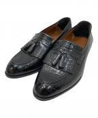 Yves Saint Laurentイヴサンローラン）の古着「型押しタッセルローファー」｜ブラック