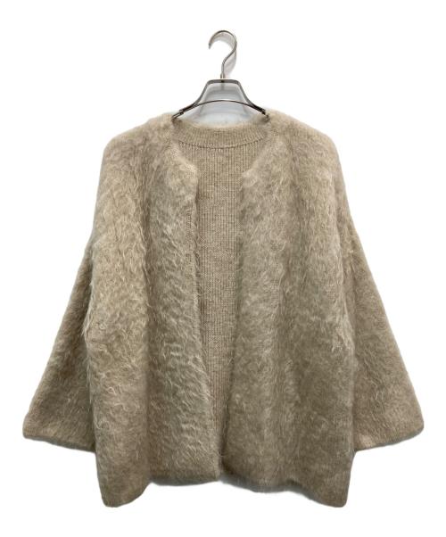 DEUXIEME CLASSE（ドゥーズィエム クラス）DEUXIEME CLASSE (ドゥーズィエム クラス) PORTMIX クルーネック カーディガン ベージュ サイズ:不明(実寸参照)の古着・服飾アイテム