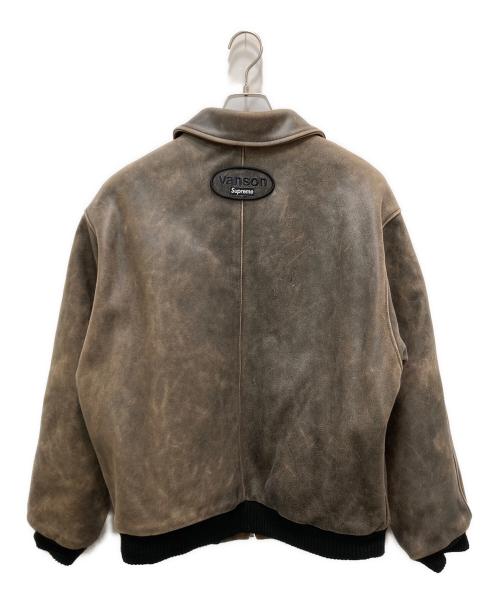 VANSON（バンソン）VANSON (バンソン) SUPREME (シュプリーム) Worn Leather Jacket / ウォーンレザージャケット ブラウン サイズ:Lの古着・服飾アイテム