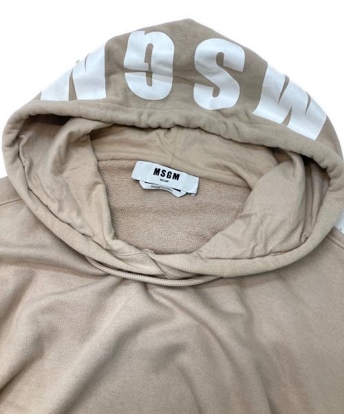 MSGM（エムエスジーエム）MSGM (エムエスジーエム) フードロゴスウェットパーカー ベージュ サイズ:Sの古着・服飾アイテム