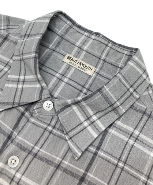 BEAUTY&YOUTH（ビューティーアンドユース）BEAUTY&YOUTH (ビューティーアンドユース) ドライアムンゼンチェックレギュラーフォルムシャツ グレー サイズ:XLの古着・服飾アイテム
