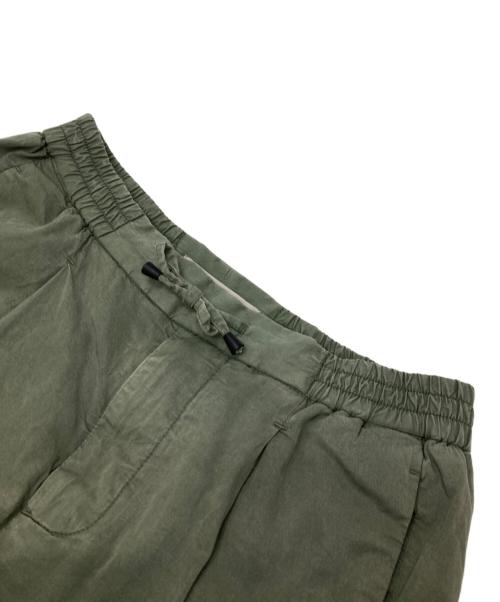 giab's ARCHIVIO（ジャブス アルキヴィオ）giab's ARCHIVIO (ジャブス アルキヴィオ) リヨセルコットンストレッチウエストシャーリングドローコードクリースステッチカーゴパンツ グリーン サイズ:44の古着・服飾アイテム