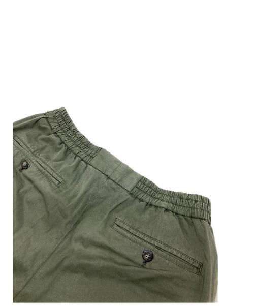 giab's ARCHIVIO（ジャブス アルキヴィオ）giab's ARCHIVIO (ジャブス アルキヴィオ) リヨセルコットンストレッチウエストシャーリングドローコードクリースステッチカーゴパンツ グリーン サイズ:44の古着・服飾アイテム