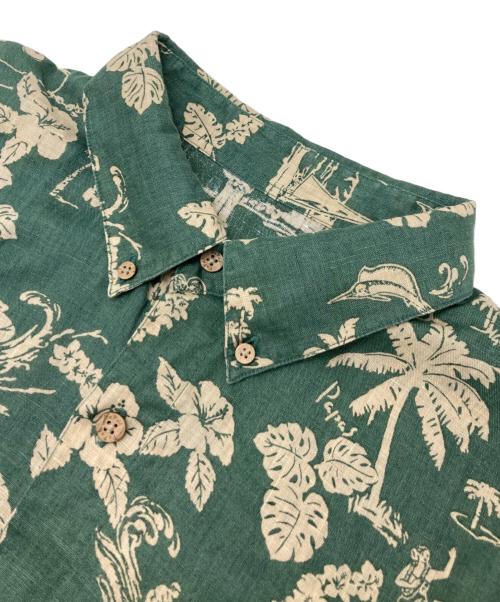 PAPAS（パパス）PAPAS (パパス) リネンアロハシャツ グリーン サイズ:Mの古着・服飾アイテム