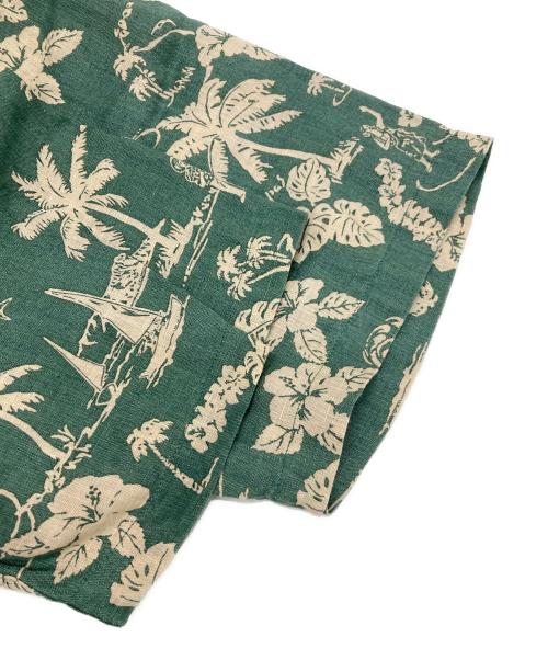 PAPAS（パパス）PAPAS (パパス) リネンアロハシャツ グリーン サイズ:Mの古着・服飾アイテム