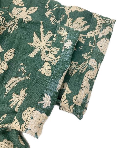 PAPAS（パパス）PAPAS (パパス) リネンアロハシャツ グリーン サイズ:Mの古着・服飾アイテム