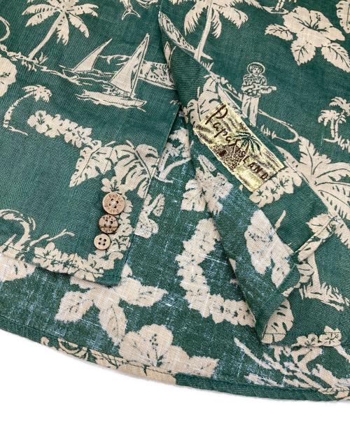 PAPAS（パパス）PAPAS (パパス) リネンアロハシャツ グリーン サイズ:Mの古着・服飾アイテム