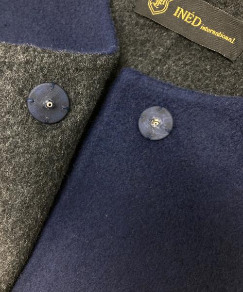 INED（イネド）INED (イネド) カシミヤノーカラーコート ネイビー サイズ:7の古着・服飾アイテム