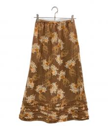 KANEKO ISAO（カネコ イサオ）の古着「フリルフラワースカート」｜ブラウン