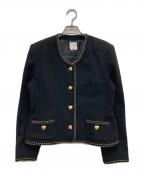 KANEKO ISAOカネコ イサオ）の古着「ノーカラーツイードジャケット」｜ブラック