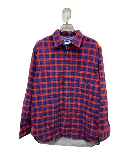 COMME des GARCONS JUNYA WATANABE MAN（コム デ ギャルソン ジュンヤ ワタナベ マン）COMME des GARCONS JUNYA WATANABE MAN (コム デ ギャルソン ジュンヤ ワタナベ マン) 切替チェックシャツ レッド サイズ:XSの古着・服飾アイテム