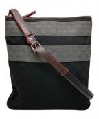 LOEWEロエベ）の古着「アナグラムキャンバスレザーショルダーバッグ」｜ブラック