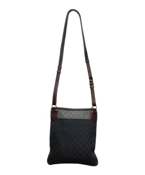 LOEWE（ロエベ）LOEWE (ロエベ) アナグラムキャンバスレザーショルダーバッグ ブラックの古着・服飾アイテム