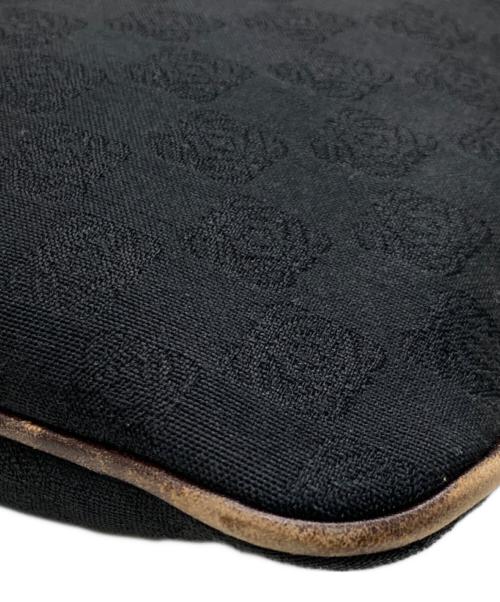 LOEWE（ロエベ）LOEWE (ロエベ) アナグラムキャンバスレザーショルダーバッグ ブラックの古着・服飾アイテム