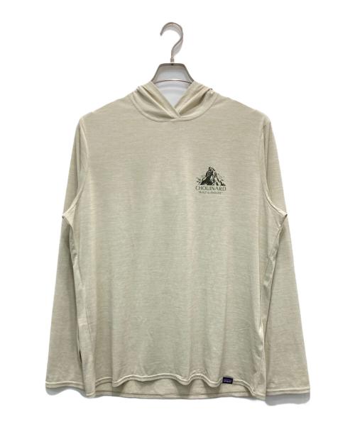 Patagonia（パタゴニア）Patagonia (パタゴニア) キャプリーン・クール・デイリー・グラフィック・フーディ ベージュ サイズ:Lの古着・服飾アイテム