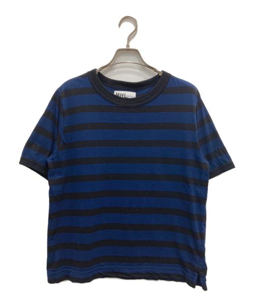 MHL（エムエイチエル）MHL (エムエイチエル) ボーダーTシャツ ブルー×ブラック サイズ:2の古着・服飾アイテム