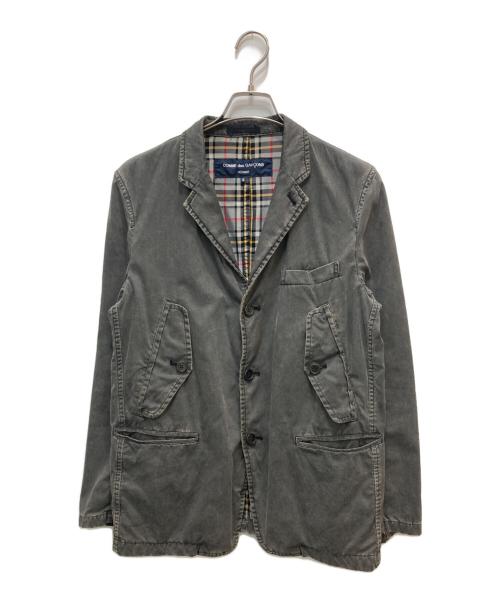 COMME des GARCONS HOMME（コムデギャルソン オム）COMME des GARCONS HOMME (コムデギャルソン オム) 裏地チェック製品染めテーラードジャケット グレー サイズ:Sの古着・服飾アイテム