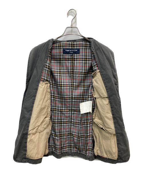 COMME des GARCONS HOMME（コムデギャルソン オム）COMME des GARCONS HOMME (コムデギャルソン オム) 裏地チェック製品染めテーラードジャケット グレー サイズ:Sの古着・服飾アイテム
