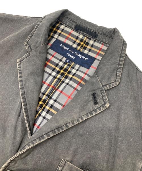 COMME des GARCONS HOMME（コムデギャルソン オム）COMME des GARCONS HOMME (コムデギャルソン オム) 裏地チェック製品染めテーラードジャケット グレー サイズ:Sの古着・服飾アイテム