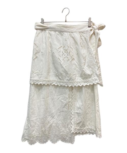 freada（フリーダ）freada (フリーダ) レイヤー 刺繍 ラップスカート ホワイト サイズ:ONEの古着・服飾アイテム