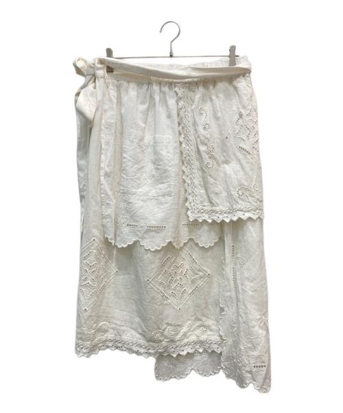 freada（フリーダ）freada (フリーダ) レイヤー 刺繍 ラップスカート ホワイト サイズ:ONEの古着・服飾アイテム
