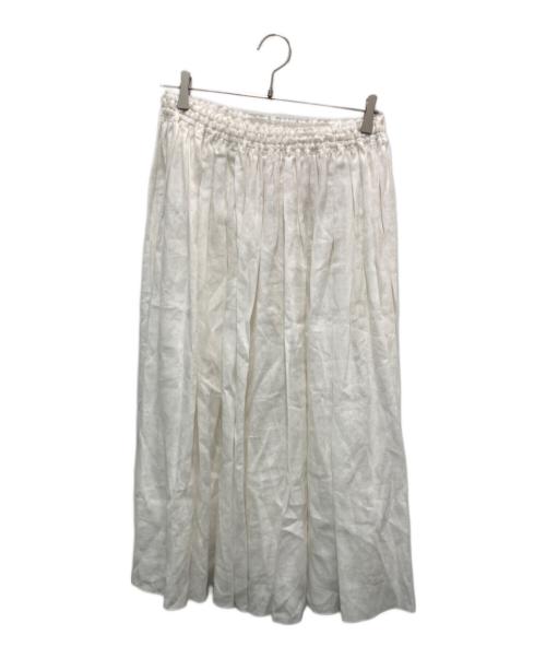 HUIS.（ハウス）HUIS. (ハウス) 遠州織物シャトルリネンロングスカート ホワイト サイズ:Freeの古着・服飾アイテム