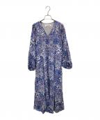 sara mallikaサラマリカ）の古着「Tile Pattern Shirring Dress」｜ブルー×パープル