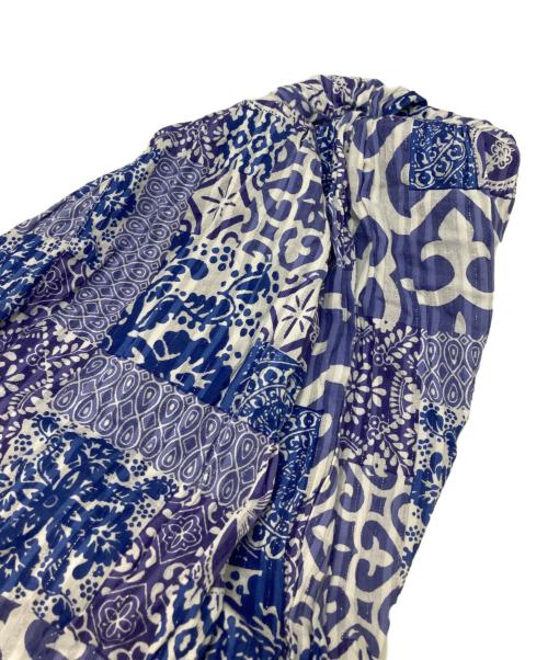 sara mallika（サラマリカ）sara mallika (サラマリカ) Tile Pattern Shirring Dress ブルー×パープル サイズ:Sの古着・服飾アイテム