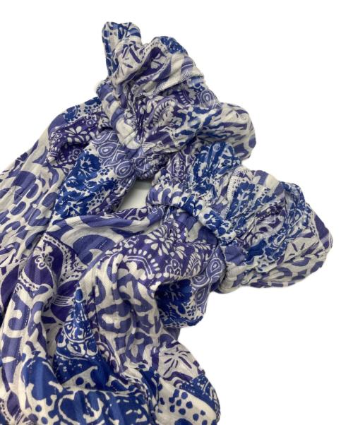 sara mallika（サラマリカ）sara mallika (サラマリカ) Tile Pattern Shirring Dress ブルー×パープル サイズ:Sの古着・服飾アイテム