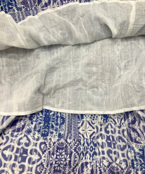 sara mallika（サラマリカ）sara mallika (サラマリカ) Tile Pattern Shirring Dress ブルー×パープル サイズ:Sの古着・服飾アイテム