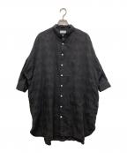 HUISハウス）の古着「遠州織物シャツワンピース」｜ブラック