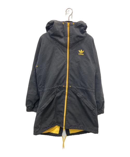 adidas（アディダス）adidas (アディダス) リップストップフーディージャケット ブラック×イエロー サイズ:38の古着・服飾アイテム