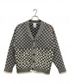 HUM VENTヒューベント）の古着「ジャカードカーディガン」｜ホワイト×ブラック