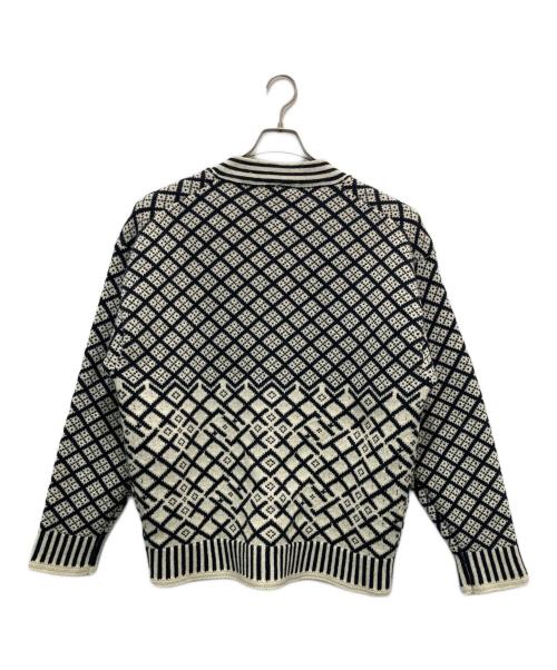 HUM VENT（ヒューベント）HUM VENT (ヒューベント) ジャカードカーディガン ホワイト×ブラック サイズ:3の古着・服飾アイテム