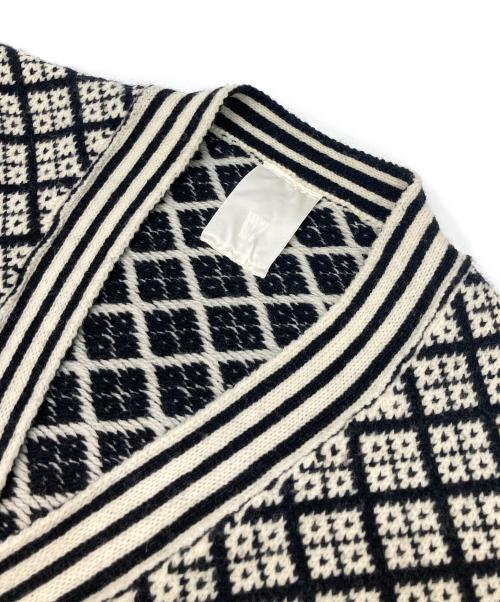 HUM VENT（ヒューベント）HUM VENT (ヒューベント) ジャカードカーディガン ホワイト×ブラック サイズ:3の古着・服飾アイテム
