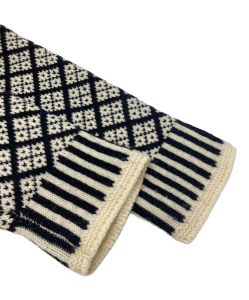 HUM VENT（ヒューベント）HUM VENT (ヒューベント) ジャカードカーディガン ホワイト×ブラック サイズ:3の古着・服飾アイテム