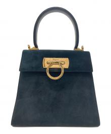 Salvatore Ferragamo（サルヴァトーレ フェラガモ）の古着「スウェードガンチーニハンドバッグ」｜ブラック