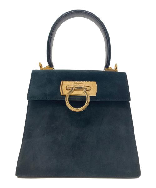 Salvatore Ferragamo（サルヴァトーレ フェラガモ）Salvatore Ferragamo (サルヴァトーレ フェラガモ) スウェードガンチーニハンドバッグ ブラックの古着・服飾アイテム