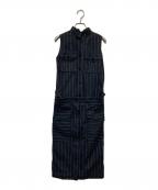 sacaiサカイ）の古着「取り外し可ストライプワンピース」｜ブラック