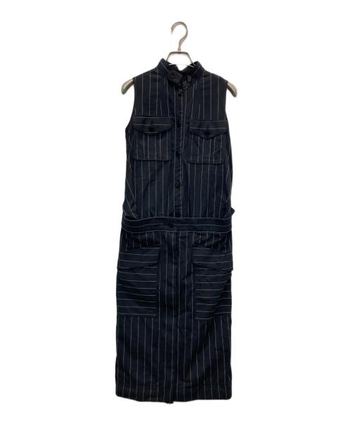 sacai（サカイ）sacai (サカイ) 取り外し可ストライプワンピース ブラック サイズ:2の古着・服飾アイテム