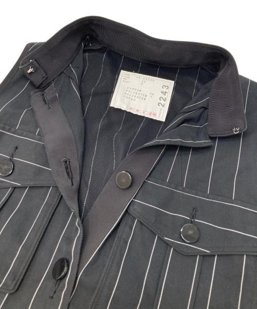 sacai（サカイ）sacai (サカイ) 取り外し可ストライプワンピース ブラック サイズ:2の古着・服飾アイテム