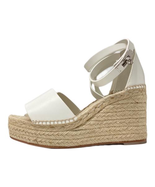 HERMES（エルメス）HERMES (エルメス) エスパドリーユストラップサンダル ホワイト×ベージュ サイズ:38の古着・服飾アイテム