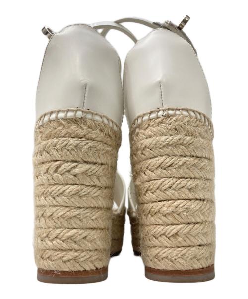 HERMES（エルメス）HERMES (エルメス) エスパドリーユストラップサンダル ホワイト×ベージュ サイズ:38の古着・服飾アイテム