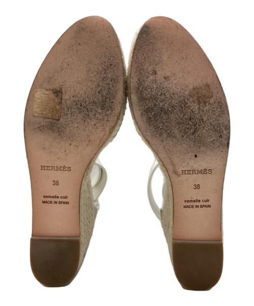 HERMES（エルメス）HERMES (エルメス) エスパドリーユストラップサンダル ホワイト×ベージュ サイズ:38の古着・服飾アイテム